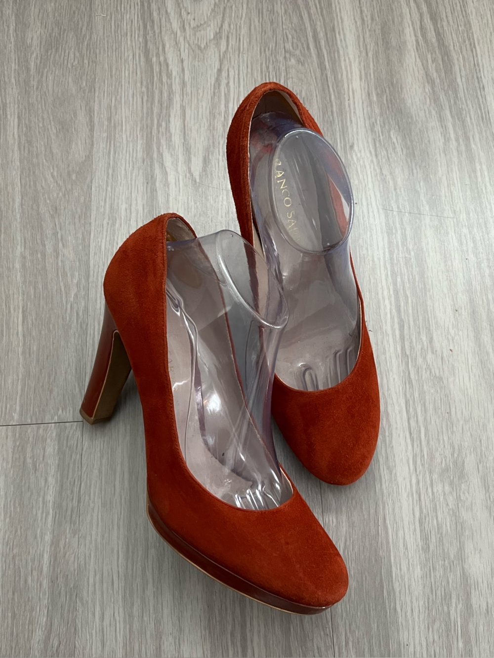 Franco Sarto Balada Burnt Orange Suede Block Heel Pumps Women’s Size 10M